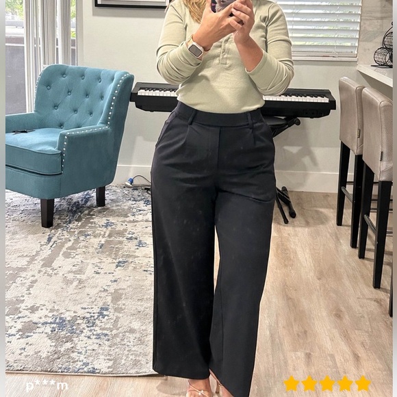 Halara Black High Waisted Plicated Side Pocket Straight Leg Work Pants NEW/NWOT! - Picture 13 of 16